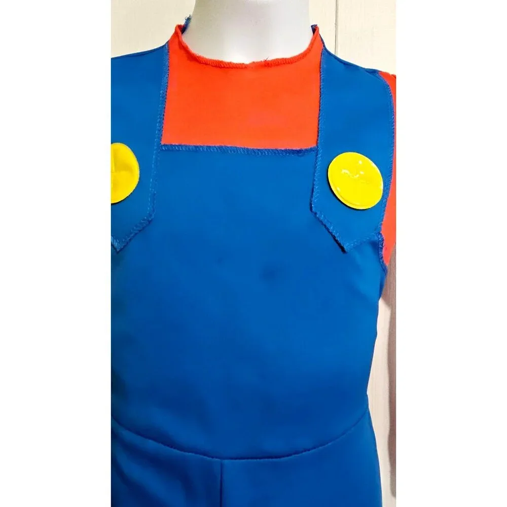 Super Mario Costume Boys 7-8 Jumpsuit Hat Mustache Gloves Halloween Nintendo Boy